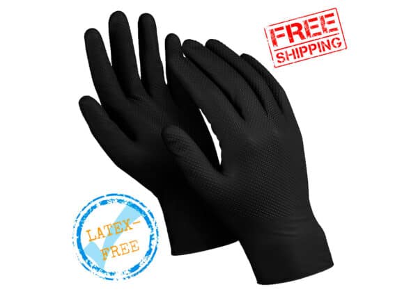 BS-T02: Disposable Gloves Black Nitrile with Diamond-Texture