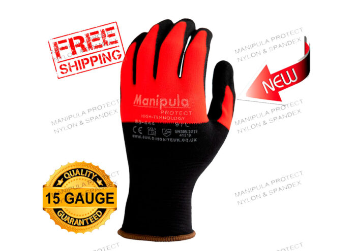 BS 444: Safety Work Gloves nylon & spandex sandy nitrile coated abrasion excellent dexterity and comfortable and Oil Resistant grip ideal for general purpose breathable & washable. - Image 1