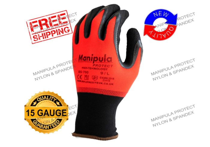 BS 700: Safety Work Gloves non-slip rubber  latex foam general purpose knitted elastic lining abrasion resistant excellent grip dexterity Ideal for construction garden - Image 1