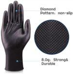 BS T02 (Pack of 50)  Black Diamond Textured extra thick nitrile gloves perfect grip disposable work gloves assembly protection gloves powder-free latex rubber-free - Image 3