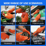 BS T01 (Pack of 50)  Orange Diamond Textured extra thick nitrile gloves perfect grip disposable work gloves assembly protection gloves powder-free latex rubber-free - Image 2