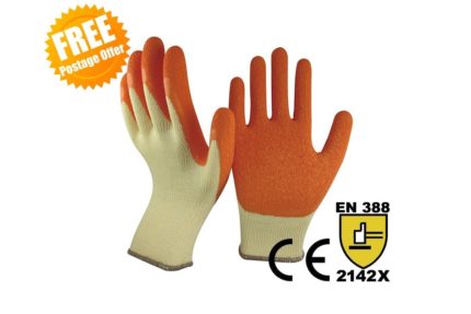 BS10: Safety Work Gloves non-slip rubber  latex foam general purpose knitted elastic lining abrasion resistant excellent grip dexterity Ideal for construction garden